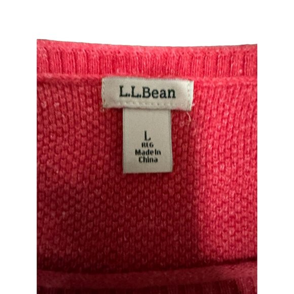 L.L. BEAN LIGHTWEIGHT PULLOVER KNIT COTTON‎ PINK SWEATER WOMAN'S LARGE F2 - Picture 4 of 7